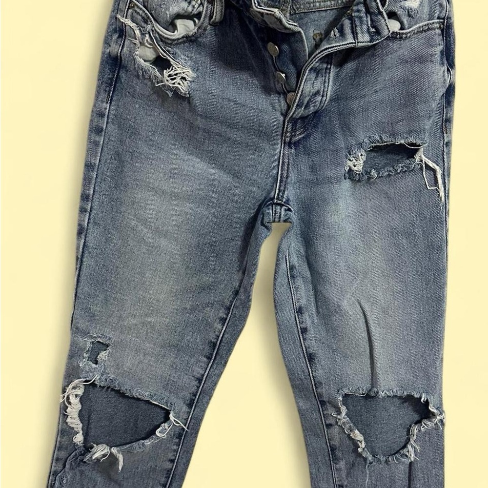 PacSun Light Blue Distressed Ripped Mom Jeans